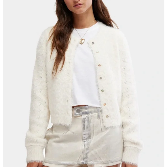Free People Celeste Cardi Cardigan Sweater in Ivory - Picture 6 of 11